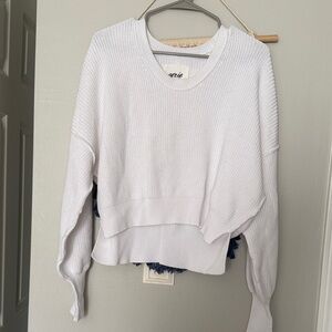 Aerie Soft White Crew Neck Sweater
